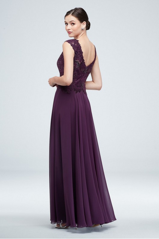 Embellished Bodice V-Neck Gown with Cap Sleeves  VC7217