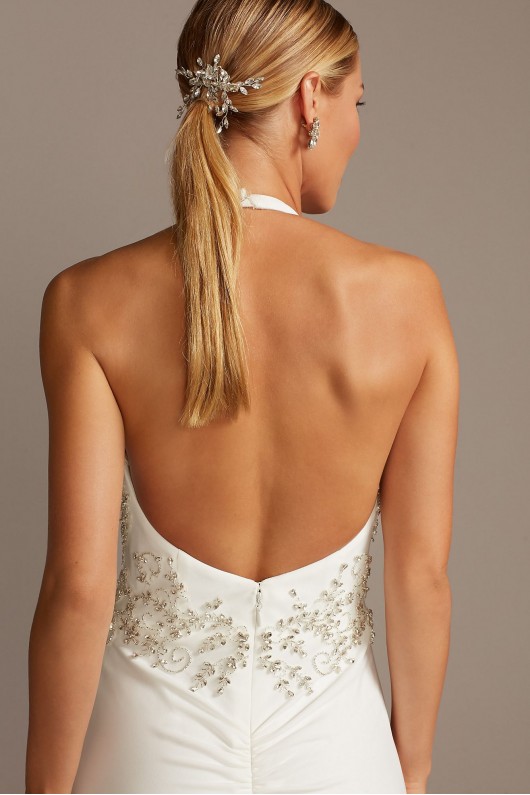 Embellished Waist Plunge Halter Wedding Dress  SWG838