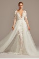 Embroidered Floral Illusion Bodysuit Wedding Dress  SWG851