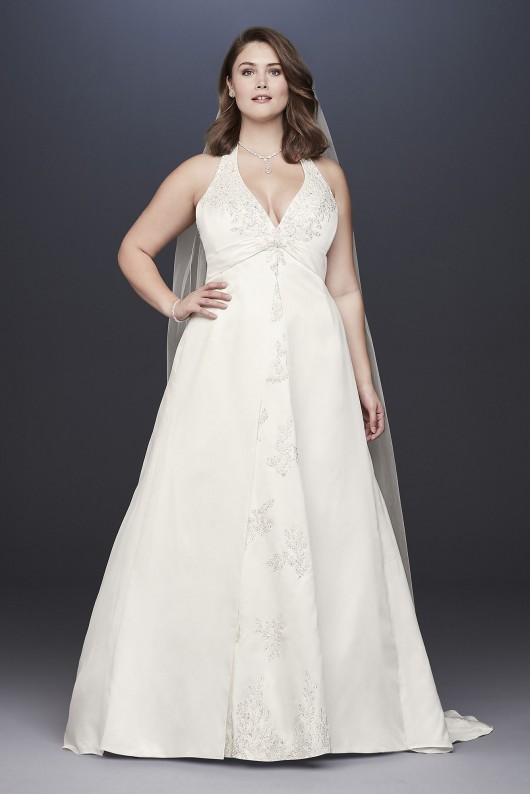 Embroidered Lace Satin Plus Size Wedding Dress  Collection 9OP1356