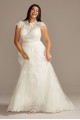 Embroidered Mock Neck Plus Size Wedding Dress Melissa Sweet 8MS251205