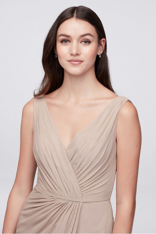 Faux-Wrap Pleated Chiffon Bridesmaid Dress  F19585