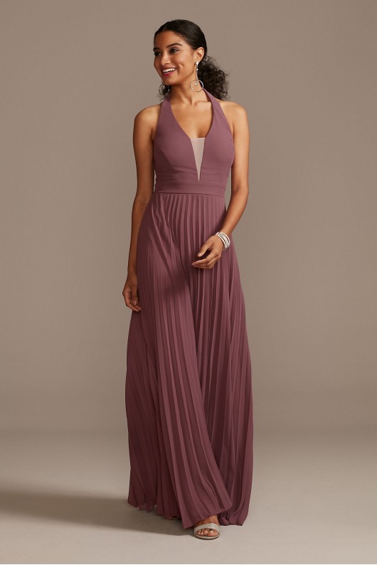 Floor-Length Chiffon Deep V-Neck Halter Dress Speechless X44011CA7