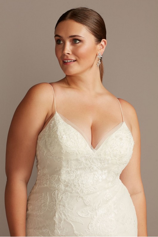 Floral Applique Spaghetti Plus Size Wedding Dress  Collection 9WG3981