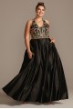 Floral Embellished Halter Satin Plus Size Gown Blondie Nites 2096BNW