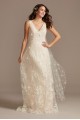 Floral Embroidered Wedding Dress with Veiled Train Melissa Sweet MS251228