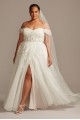 Floral Plus Size Wedding Dress with Swag Sleeves  9SWG834