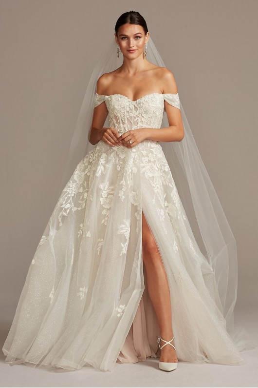 Floral Tulle Wedding Dress with Removable Sleeves  SWG834