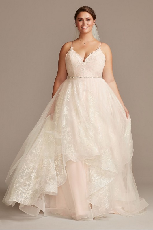 Floral and Tulle Layered Plus Size Wedding Dress  Collection 9WG3975