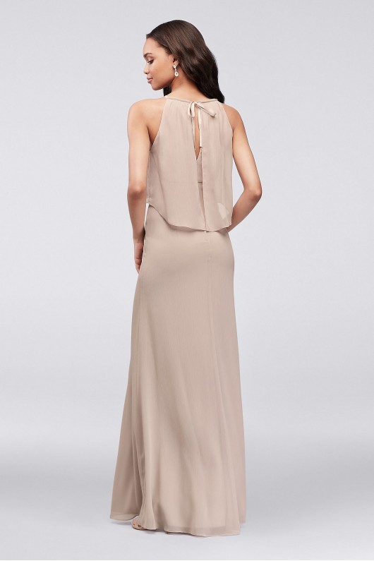 Flounced Crinkle Chiffon Sheath Bridesmaid Dress  F19773