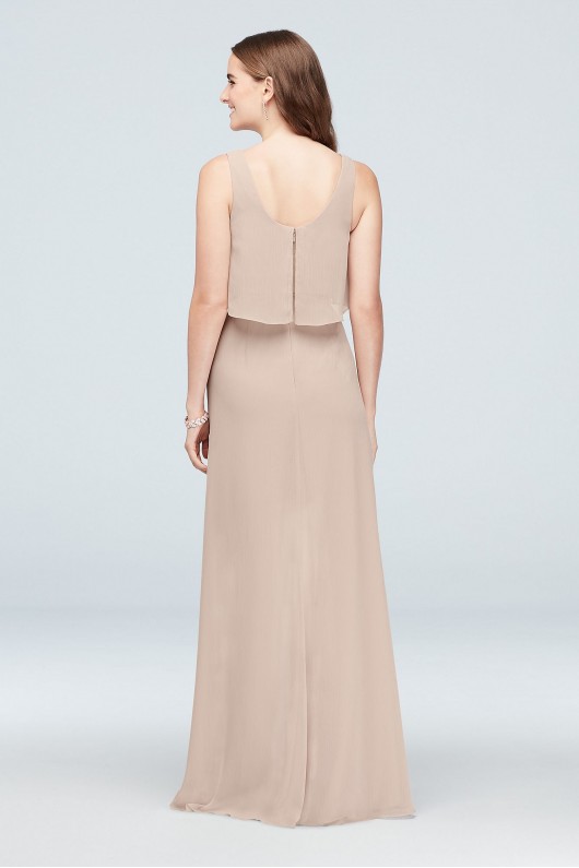 Flounced Crinkle Chiffon Tank Bridesmaid Dress  F19939