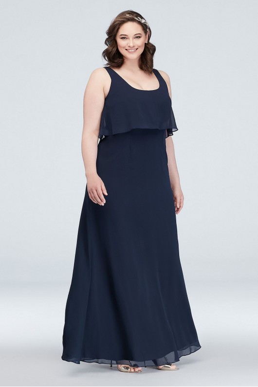 Flounced Crinkle Chiffon Tank Bridesmaid Dress  F19939