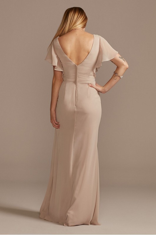 Flutter Sleeve Bridesmaid Dress with Cascade David's Bridal F20320