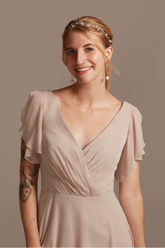 Flutter Sleeve Chiffon Short Bridesmaid Dress  F20241