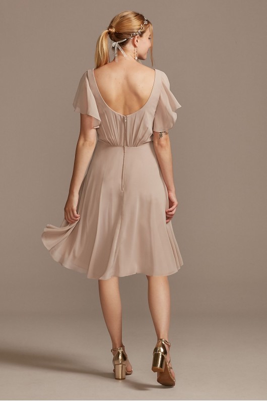 Flutter Sleeve Chiffon Short Bridesmaid Dress  F20241