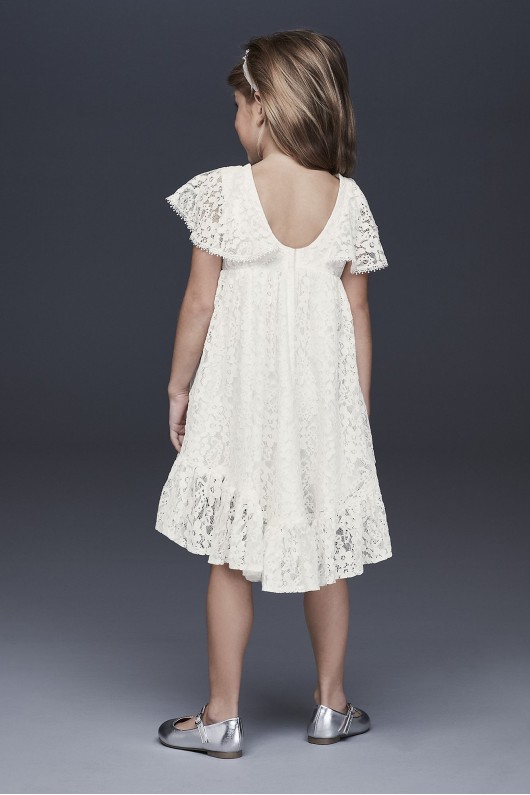 Flutter Sleeve Flower Girl Dress with Ruffle Hem  WG1399