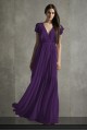 Flutter Sleeve V-Neck Tiered Bridesmaid Dress VW360528