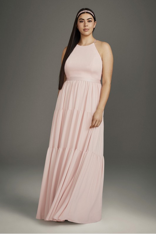 Georgette Bridesmaid Dress with Peasant Skirt VW360488