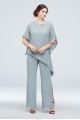 Georgette Pantsuit with Asymmetric Blouse Le Bos 26652