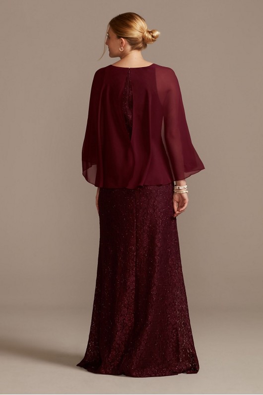 Glitter Lace Sheath Dress with Cape Sleeves  WBM2132