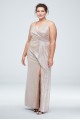 Glitter Metallic Double Strap Plus Size Gown Morgan and Co 21882DW