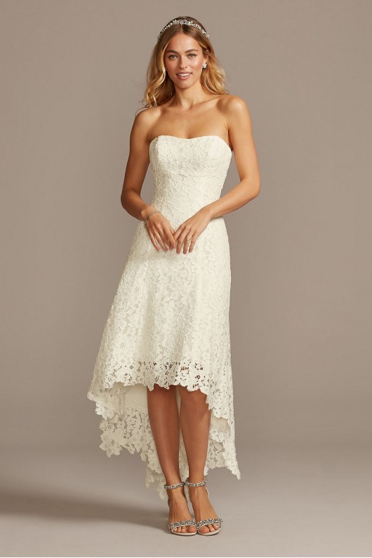 High-Low Tea-Length Corded Lace Wedding Dress Galina WG3925