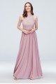 High-Neck Caviar Beaded Floral Chiffon Dress DB Studio W60087