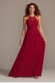 High-Neck Embroidered Soft Net Bridesmaid Dress  F20118