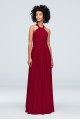 High-Neck Mesh Bridesmaid Dress with Full Skirt  F19931