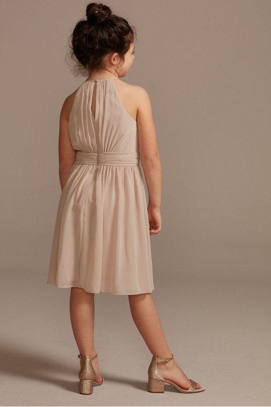 High Neck Pleated Short Junior Bridesmaid Dress  JB9925