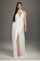 High Slit Sequin Plus Size Gown With Choker Neck 8VW351524