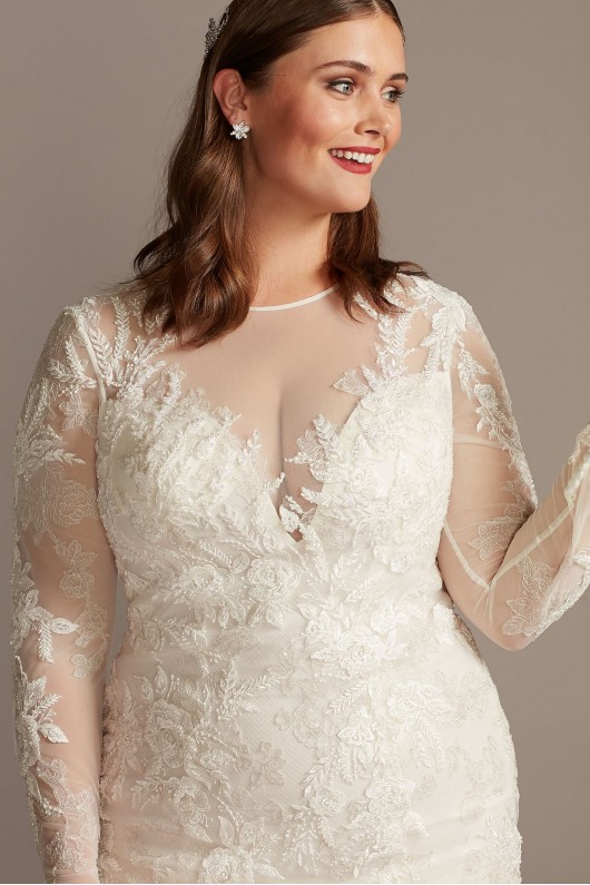 Illusion Beaded Floral Plus Size  Wedding Dress  8CWG844