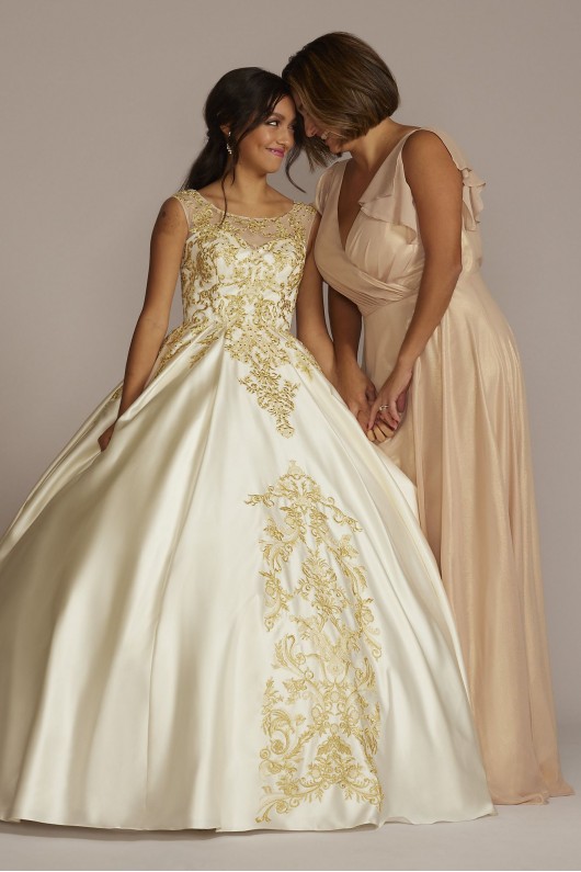 Illusion Cap Sleeve Pleated Quince Ball Gown Fifteen Roses FR2204