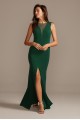 Illusion Deep-V Center Slit Stretch Crepe Dress DB Studio DS270079