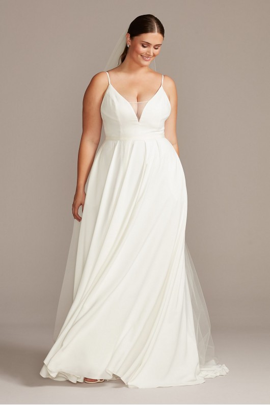 Illusion Deep-V Spaghetti Plus Size Wedding Dress  Collection 9WG3985