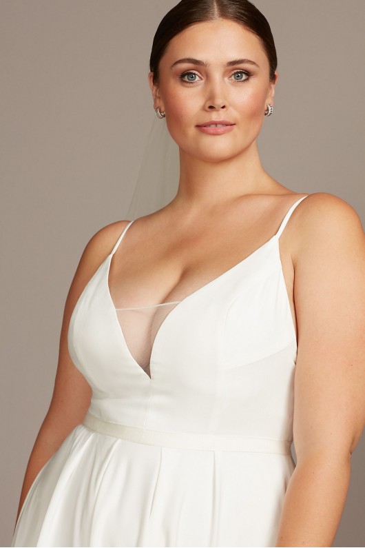 Illusion Deep-V Spaghetti Plus Size Wedding Dress  Collection 9WG3985