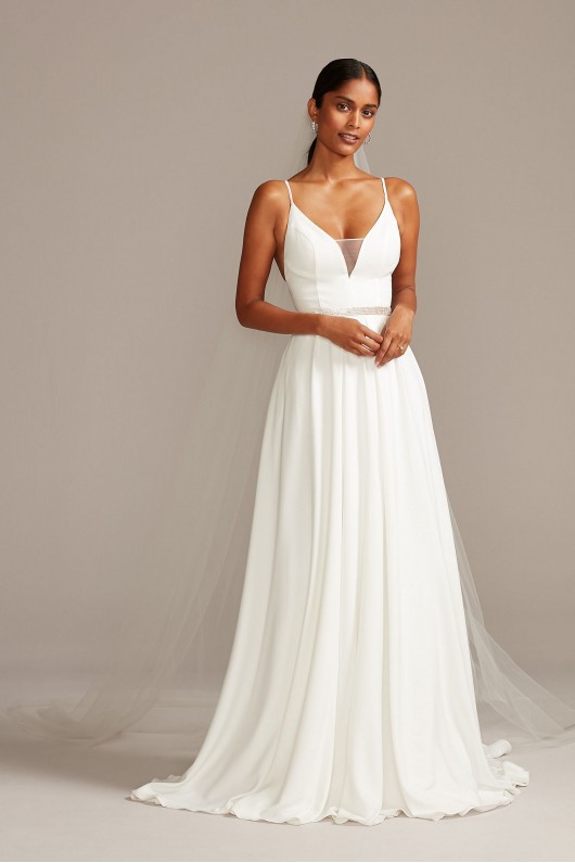 Illusion Deep-V Spaghetti Strap Wedding Dress  Collection WG3985