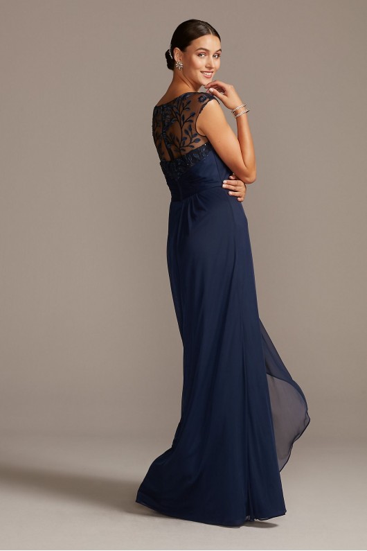 Illusion Embellished Bodice Gown with Cap Sleeves  VC1038V2