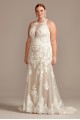 Illusion Keyhole Applique Plus Size Wedding Dress  9SWG843