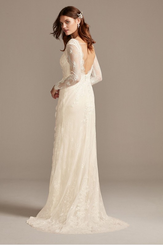 Illusion Long Sleeve Faux Surplice Wedding Dress Melissa Sweet MS251219