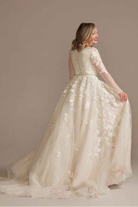 Illusion Long Sleeve Plunge Tall Wedding Dress  4XLLBSWG820