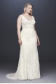 Illusion Plunging Bodice Plus Size Wedding Dress  4XL9SWG772