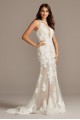 Illusion Sequin Floral Applique Wedding Dress  SWG843