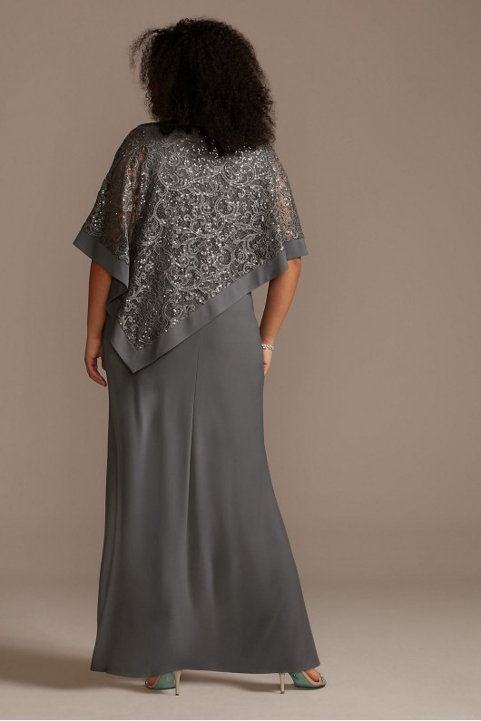 Jersey Sheath Plus Size Gown with Sequin Capelet  5239W