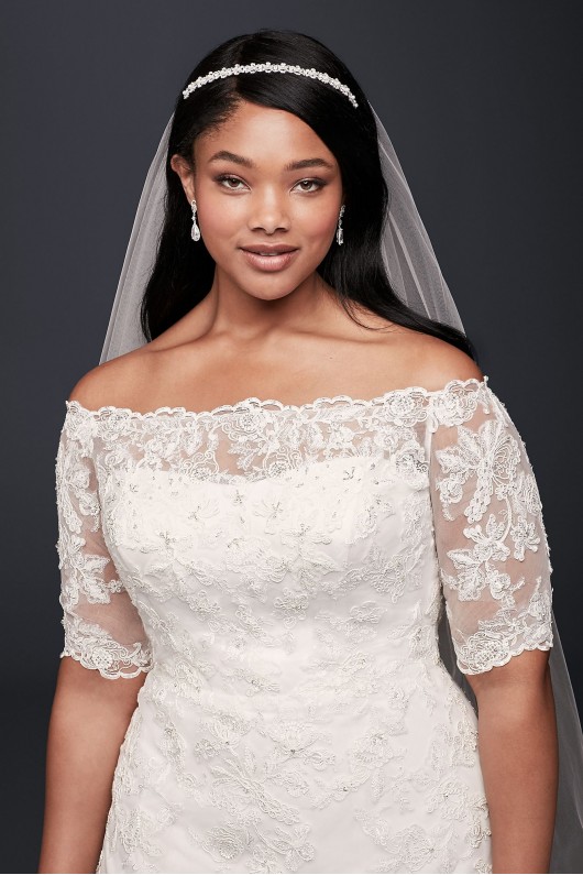 Jewel 3/4 Sleeve  Plus Size Wedding Dress Jewel 9WG3734