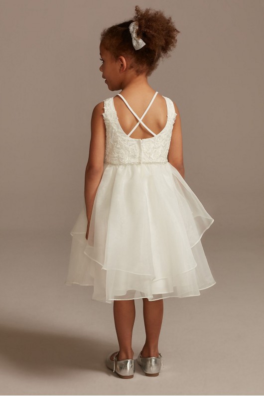 Lace Applique Flower Girl Dress with Tiered Skirt  WG1414