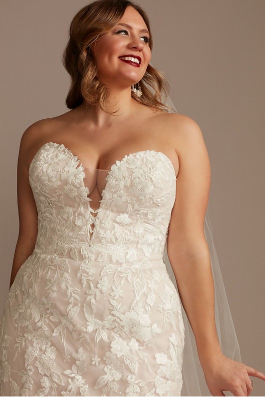 Lace Applique Mermaid Plus Size Wedding Dress  8CWG912