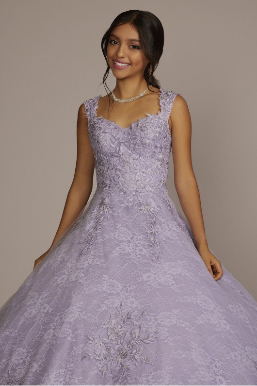 Lace Applique Semi-Cap Sleeve Quince Ball Gown Fifteen Roses FR2203