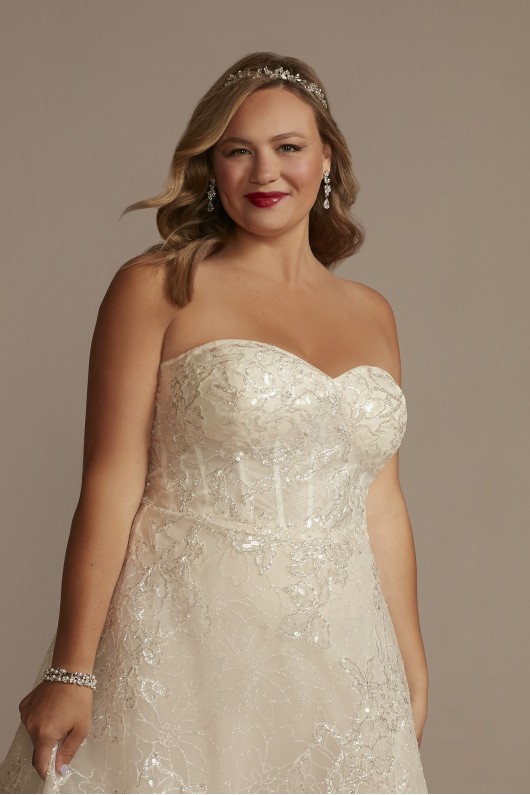 Lace Applique Tea-Length Plus Size Wedding Dress  8CWG903