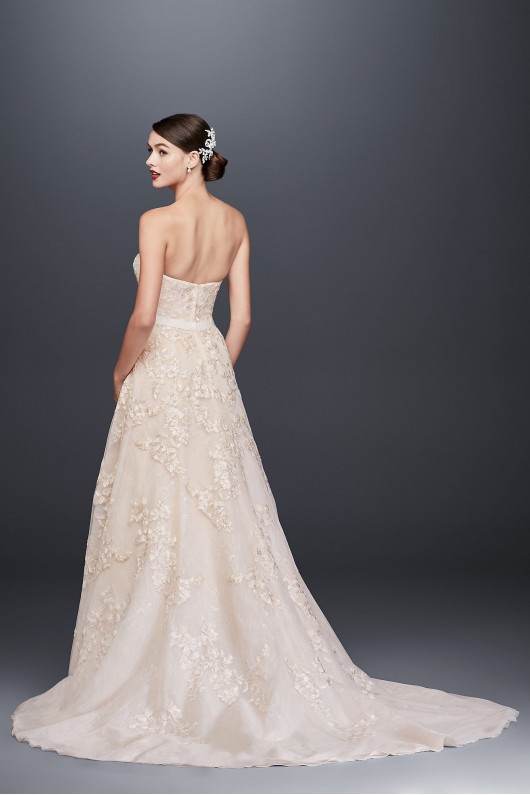 Lace Appliqued A-Line Wedding Dress and Topper  CWG790